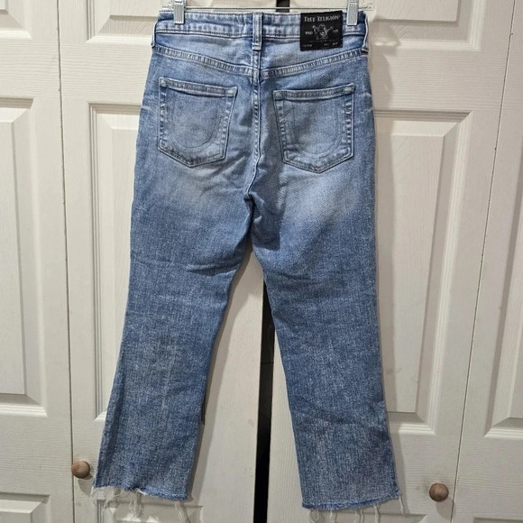 True Religion Margot Jeans Women's High Rise Cropped Mini Boot‎ Size 25 Raw Hem - Picture 3 of 11